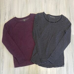 Eddie Bauer Purple and Black Striped Sweatshirt and  Long Sleeve Bundle Sz Small